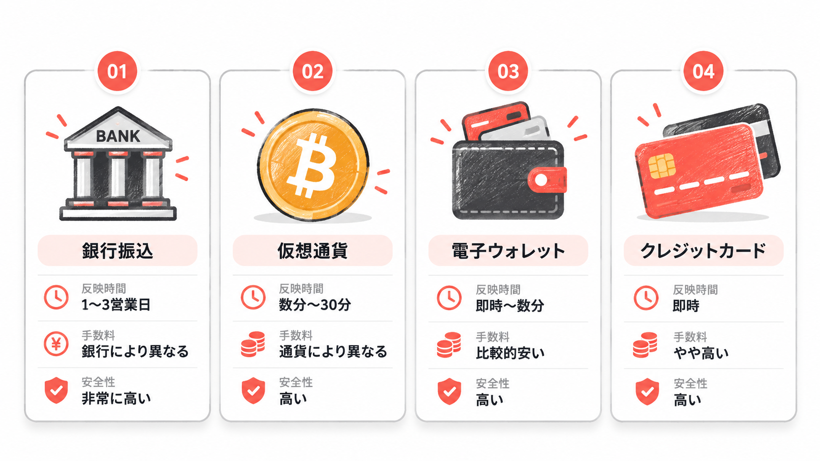 主な入出金方法の比較
